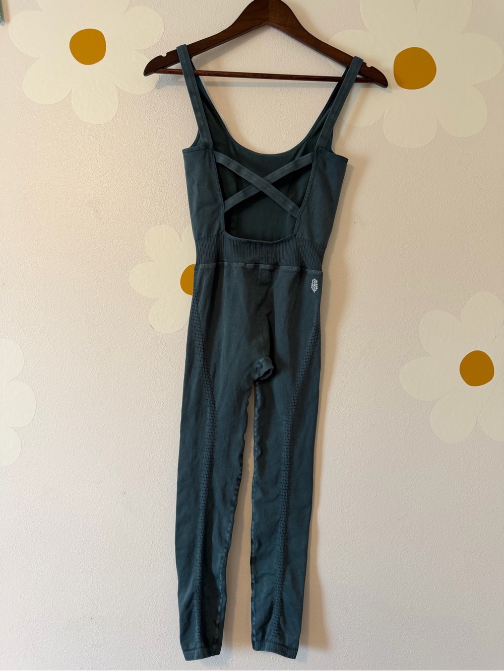 Free People Good Karma Onesie - Teal Seamless Strappy-Back Jumpsuit - Picture 8 of 14